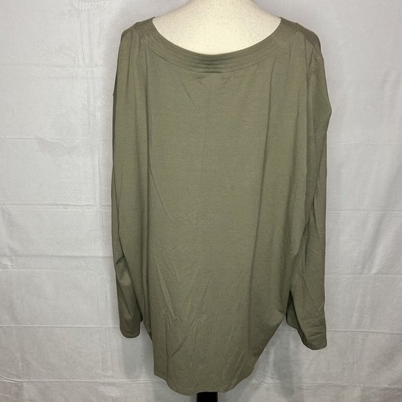 J Jill Stretch Womens Sz 3X Olive Green Faux Wrap Crossover Tunic Big Buttons - Picture 6 of 7